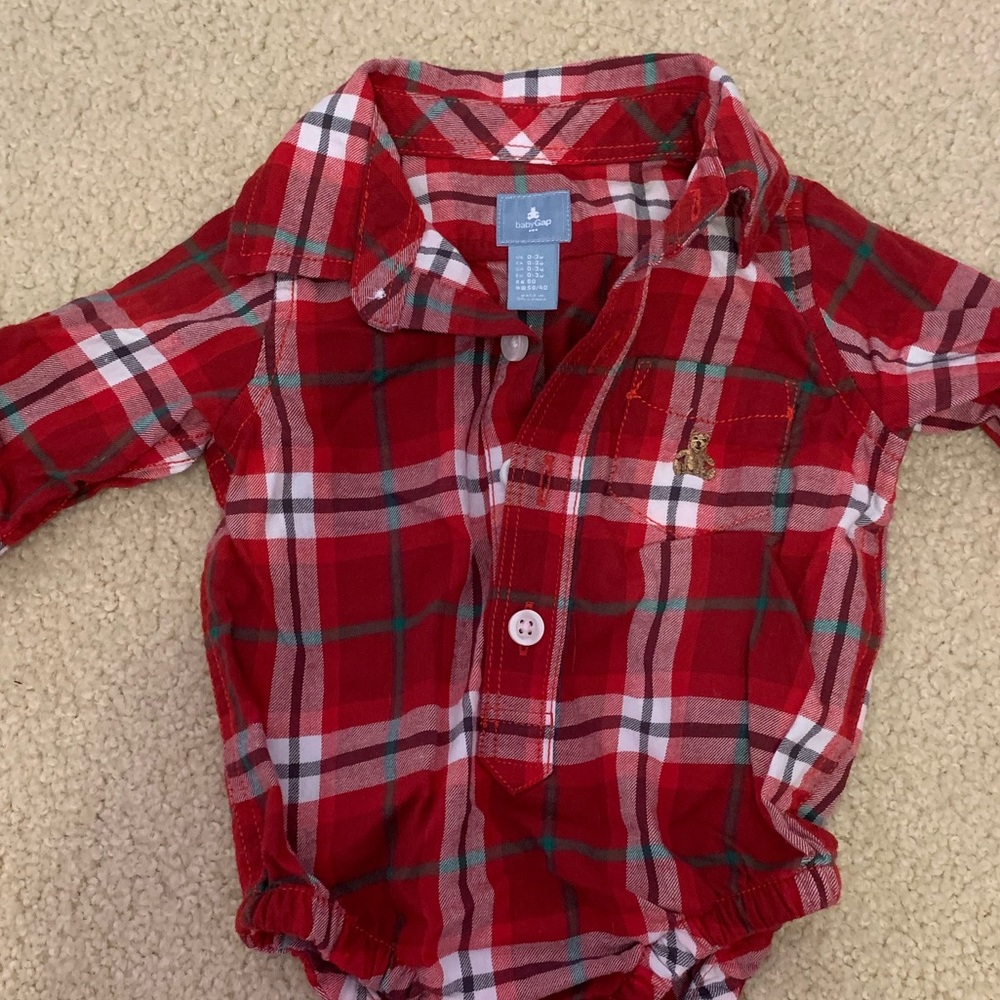 Baby Gap 0-3month plaid collared onesie